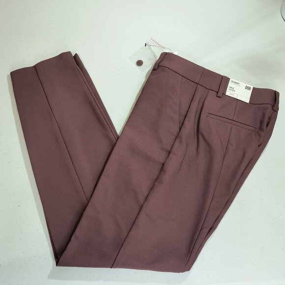NEW Express Columnist Ankle Mid Rise Size 00 Regular Stretch Brown Pants Fitted - Picture 1 of 10